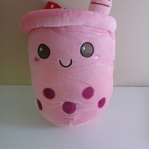 Boba Tea Plush Cup Shape Soft & Squishy Squishmallow Strawberry - Picture 2 of 8